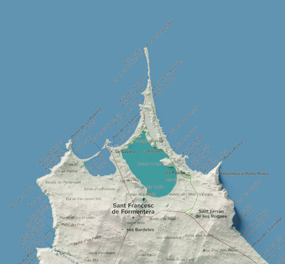 Mapa topográfico de Formentera, Cartográfico, 30 × 40 cm: Illetes y costa norte.