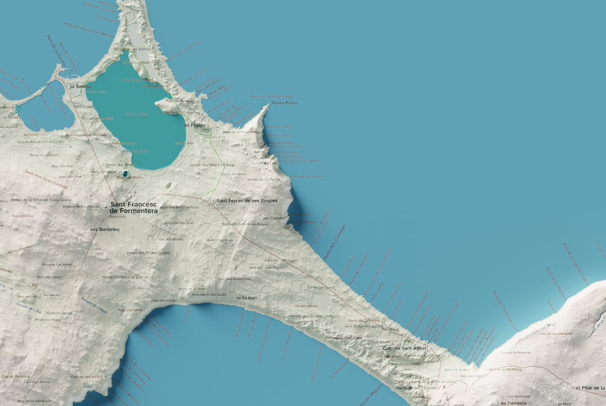 Edició octubre 2026 · Mapa topogràfic de Formentera, Cartogràfic, 61 × 91 cm: detall central.