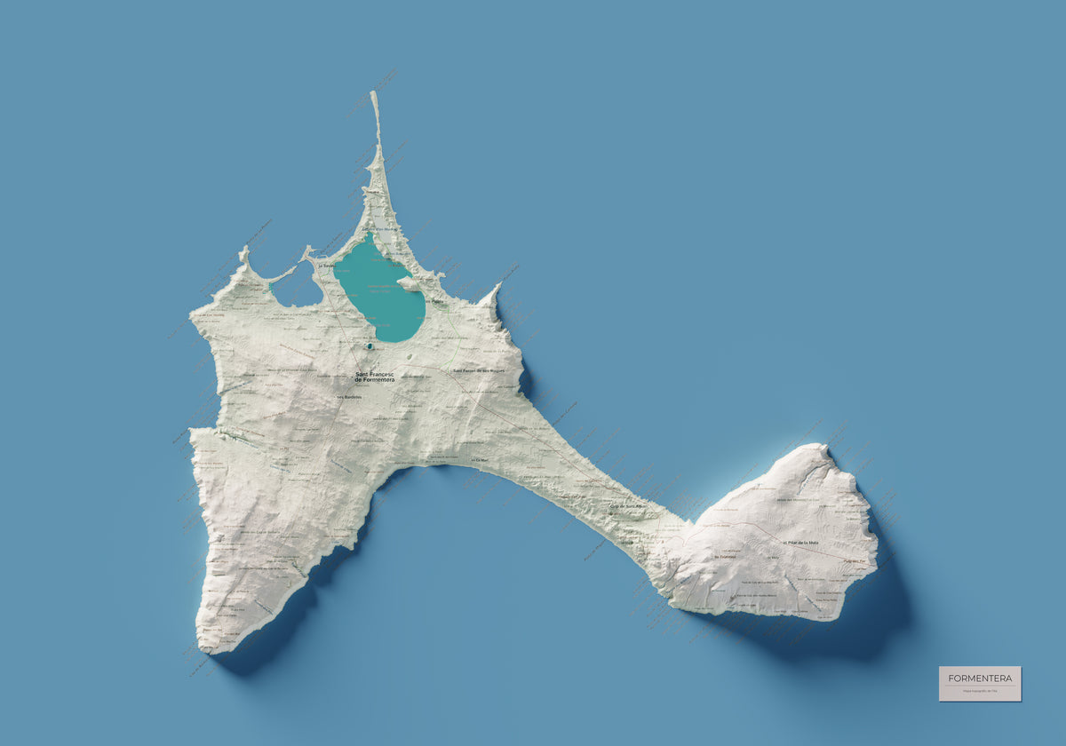 Mapa topográfico de Formentera, Cartográfico, 70 × 100 cm: mapa completo.