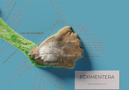 Edició octubre 2026 · Mapa topogràfic de Formentera, Clàssic, 21 × 30 cm: detall de la costa sud-est.