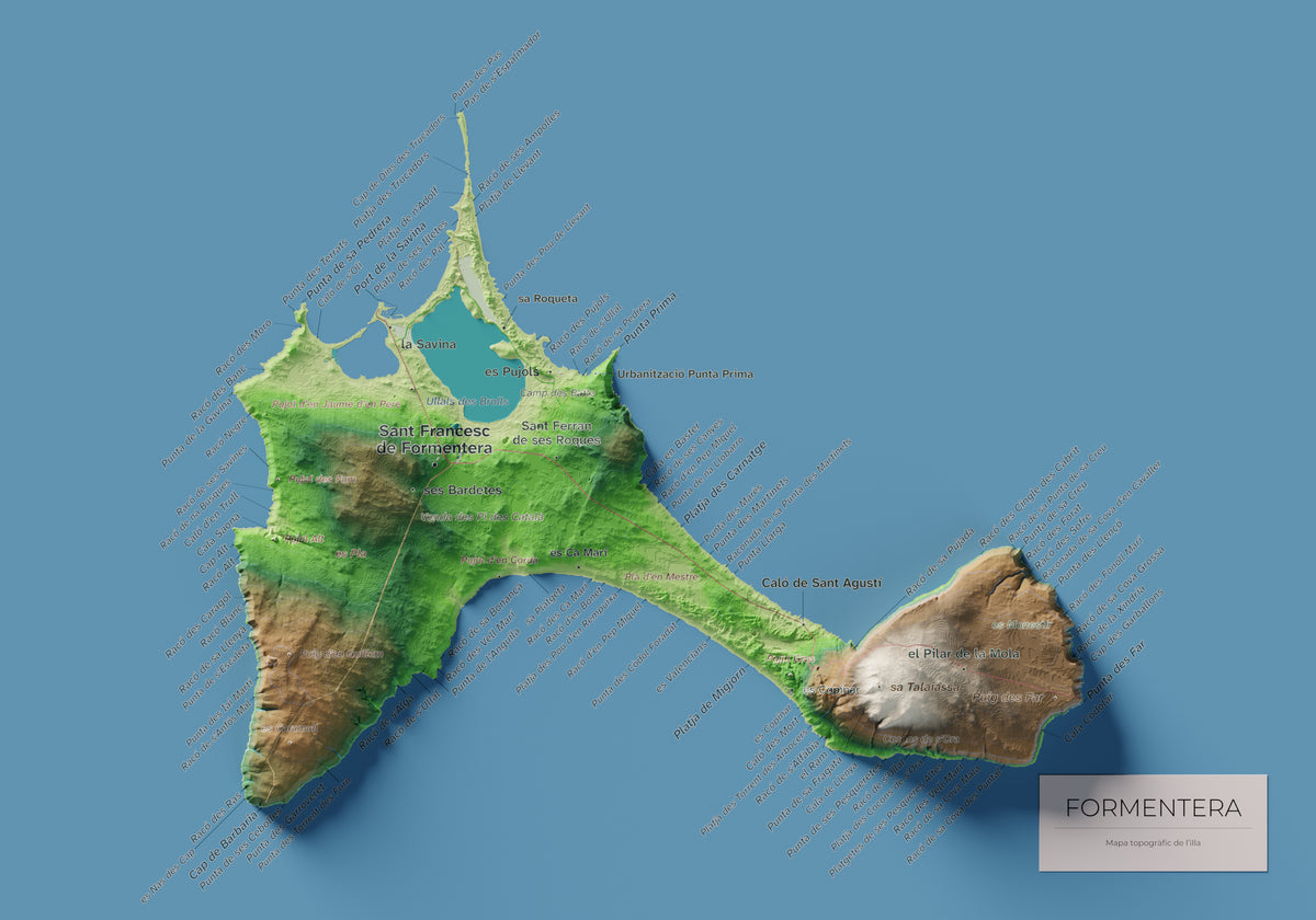 Mapa topográfico de Formentera, Clásico, 21 × 30 cm: mapa completo.