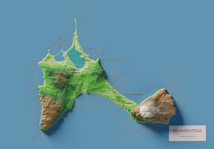 Mapa topográfico de Formentera, Clásico, 21 × 30 cm: mapa completo.
