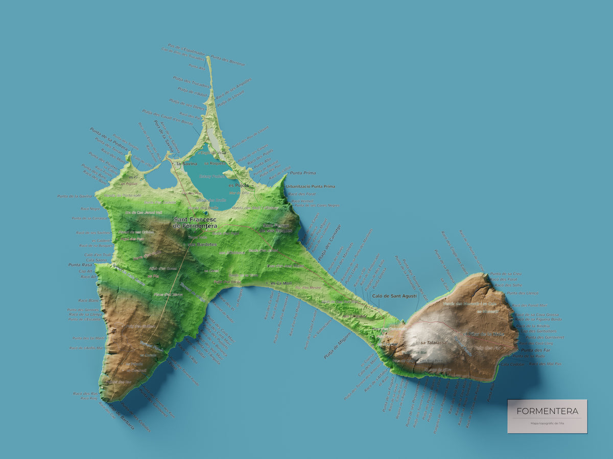 Edició octubre 2026 · Mapa topogràfic de Formentera, Clàssic, 30 × 40 cm: mapa complet.