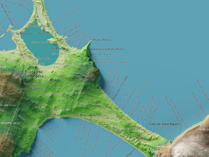 Edició octubre 2026 · Mapa topogràfic de Formentera, Clàssic, 30 × 40 cm: detall central.