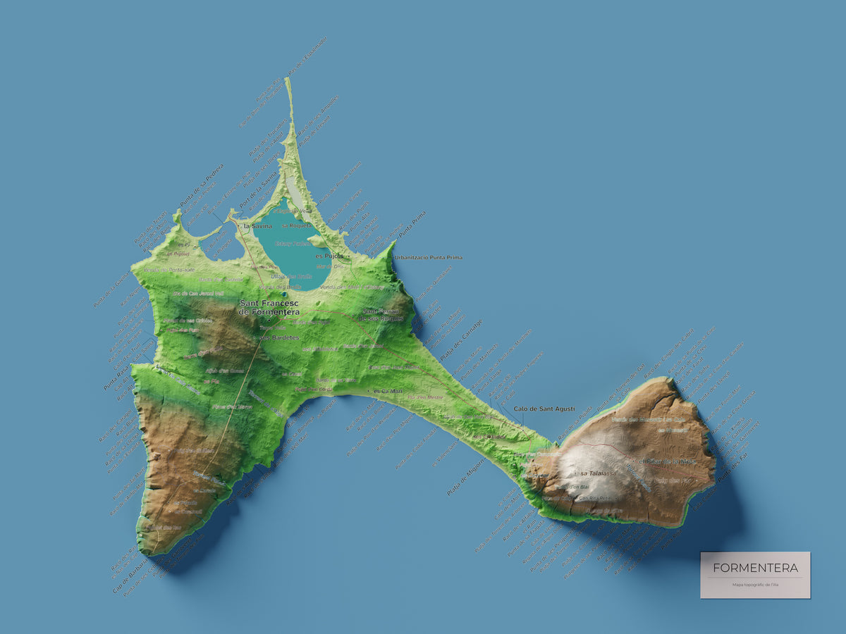 Mapa topográfico de Formentera, Clásico, 30 × 40 cm: mapa completo.