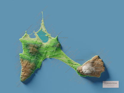 Mapa topográfico de Formentera, Clásico, 30 × 40 cm: mapa completo.