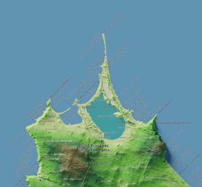 Mapa topográfico de Formentera, Clásico, 30 × 40 cm: Illetes y costa norte.