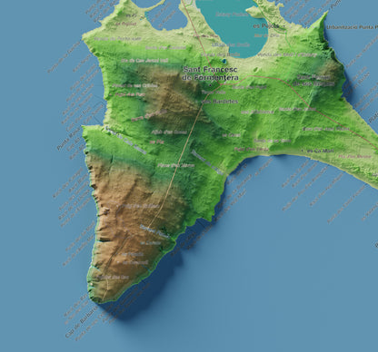 Mapa topográfico de Formentera, Clásico, 30 × 40 cm: Cala Saona y Cap de Barbaria.