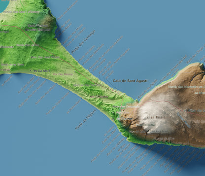 Mapa topográfico de Formentera, Clásico, 30 × 40 cm: Migjorn y Caló de Sant Agustí.