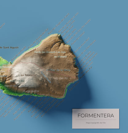 Mapa topográfico de Formentera, Clásico, 30 × 40 cm: la Mola y costa este.