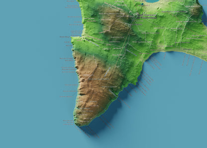 Edició octubre 2026 · Mapa topogràfic de Formentera, Clàssic, 50 × 70 cm: detall de la costa sud-oest.