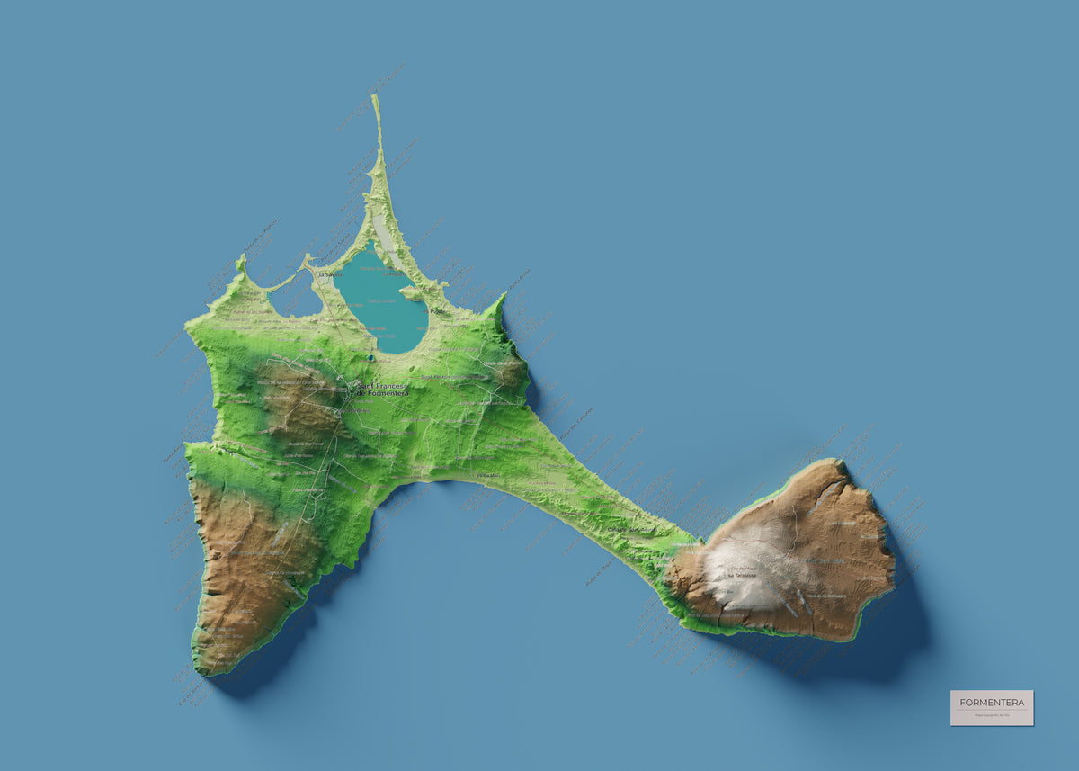 Mapa topográfico de Formentera, Clásico, 50 × 70 cm: mapa completo.