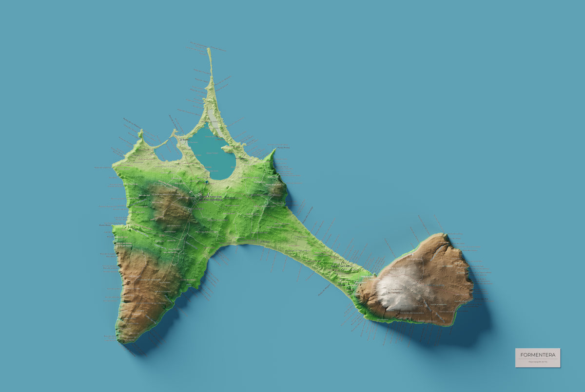 Edició octubre 2026 · Mapa topogràfic de Formentera, Clàssic, 61 × 91 cm: mapa complet.