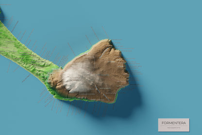 Edició octubre 2026 · Mapa topogràfic de Formentera, Clàssic, 61 × 91 cm: detall de la costa sud-est.