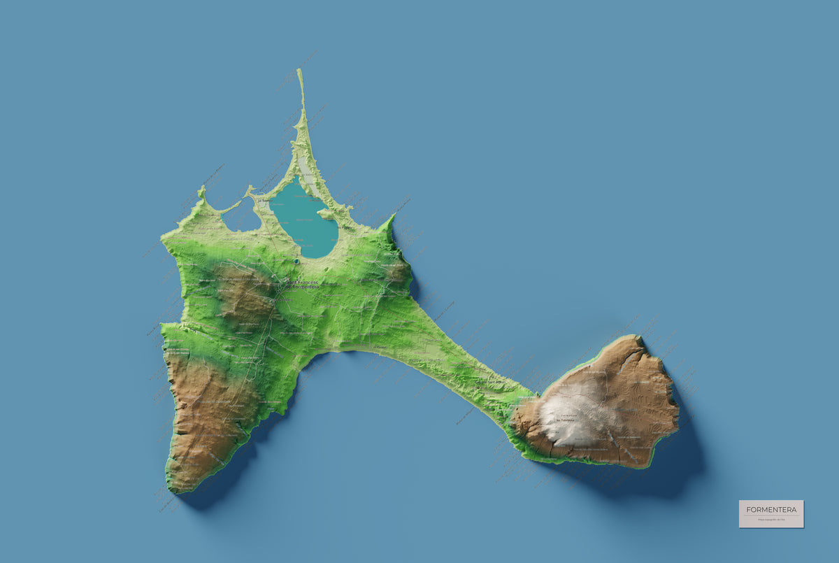 Mapa topográfico de Formentera, Clásico, 61 × 91 cm: mapa completo.