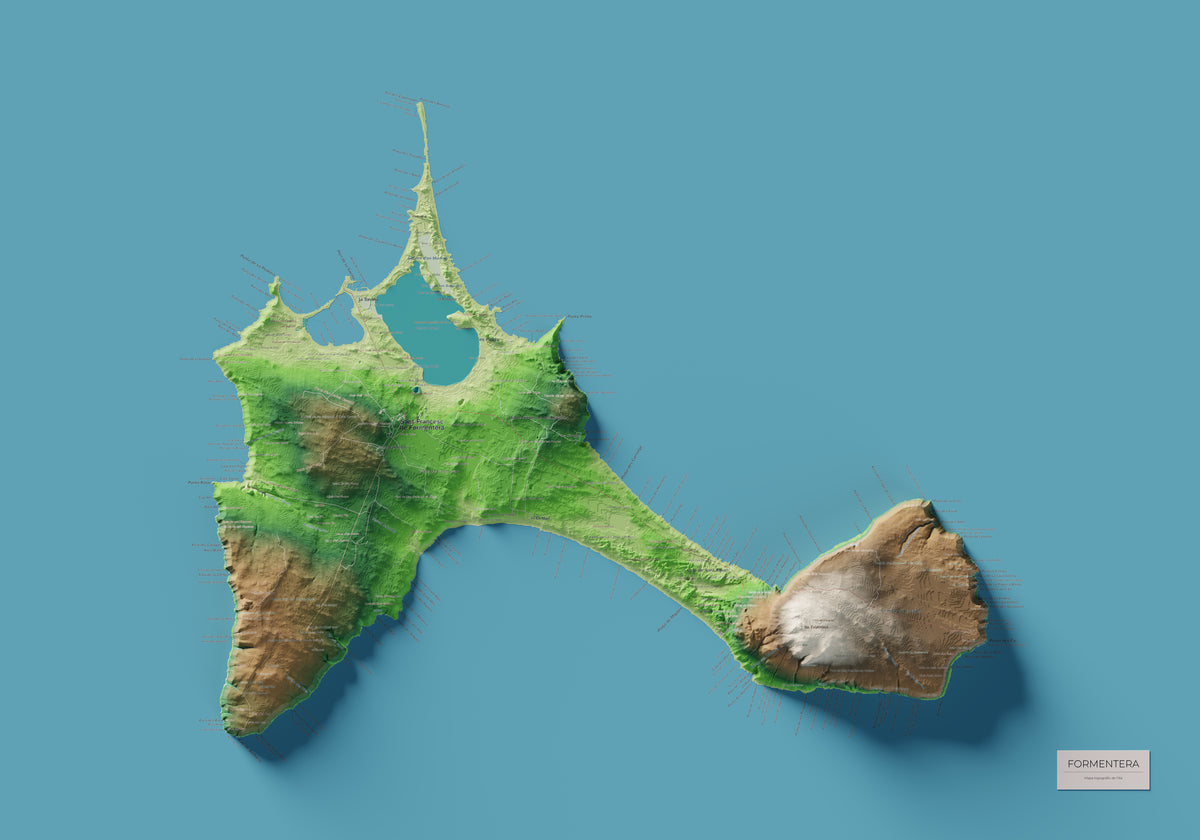 Edició octubre 2026 · Mapa topogràfic de Formentera, Clàssic, 70 × 100 cm: mapa complet.