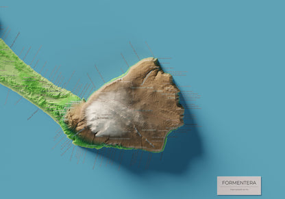 Edició octubre 2026 · Mapa topogràfic de Formentera, Clàssic, 70 × 100 cm: detall de la costa sud-est.