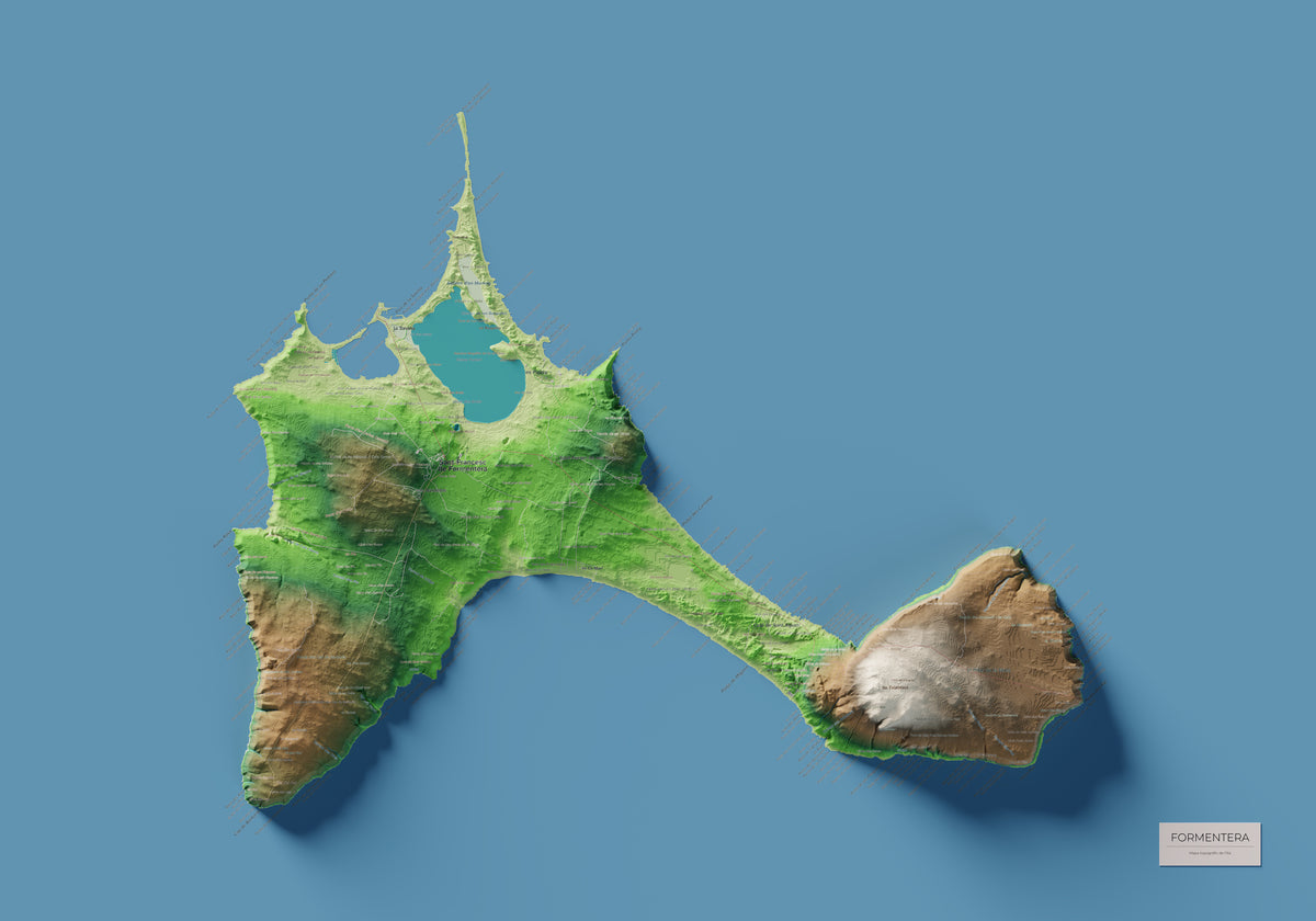 Mapa topográfico de Formentera, Clásico, 70 × 100 cm: mapa completo.