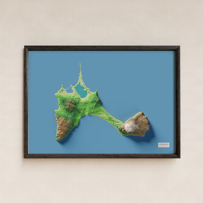 Mapa topográfico de Formentera, Clásico, 70 × 100 cm: presentación en marco negro (marco no incluido).