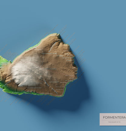 Mapa topográfico de Formentera, Clásico, 70 × 100 cm: la Mola y costa este.