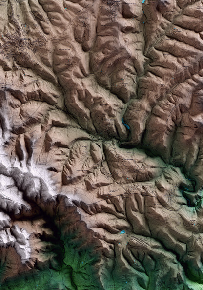 Mapa artístico del relieve de Gallifa, al Vallès Occidental, con 15 km de entorno y base topográfica ICGC. Detalle de la zona superior derecha.