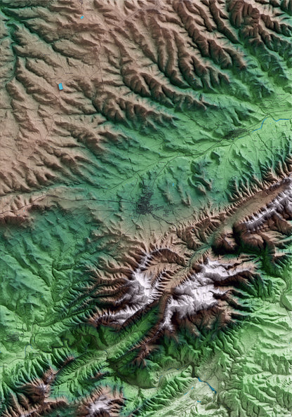 Mapa artístico del relieve de Gandesa, a la Terra Alta, con 15 km de entorno y base topográfica ICGC