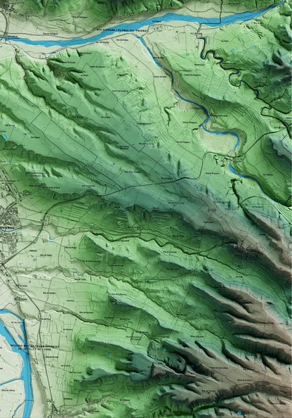 Mapa artístico del relieve de Garcia, a la Ribera de Ebro, con 15 km de entorno y base topográfica ICGC. Detalle de la zona inferior derecha.
