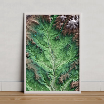 Mapa artístico del relieve de Gironella, al Berguedà, con 15 km de entorno y base topográfica ICGC. Presentación enmarcada.