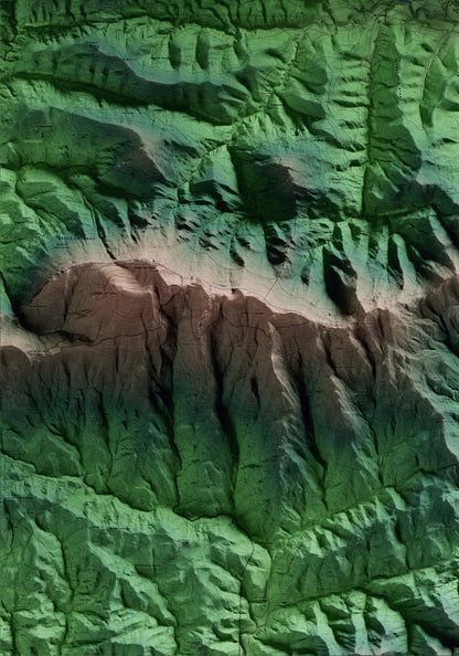Mapa artístico del relieve de Gombrèn, al Ripollès, con 15 km de entorno y base topográfica ICGC. Detalle de la zona inferior izquierda.