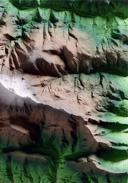 Mapa artístico del relieve de Gombrèn, al Ripollès, con 15 km de entorno y base topográfica ICGC. Detalle de la zona superior derecha.