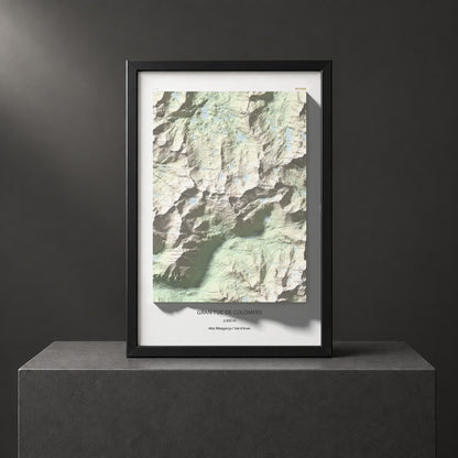 Mapa de relieve de Gran Tuc de Colomers, 2933 m, Alta Ribagorça · Val d'Aran, lámina 100 Cims de Trobart. Presentación enmarcada. 61 × 91 cm.