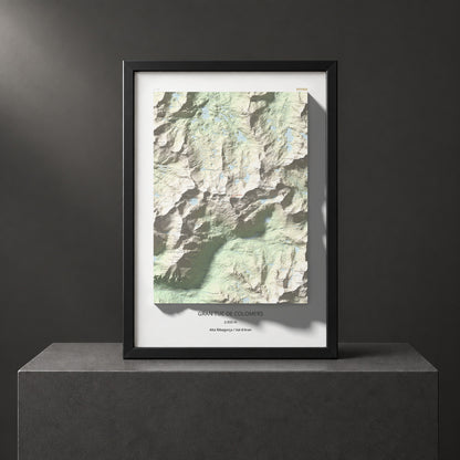 Mapa de relieve de Gran Tuc de Colomers, 2933 m, Alta Ribagorça · Val d'Aran, lámina 100 Cims de Trobart. Presentación enmarcada. 70 × 100 cm.