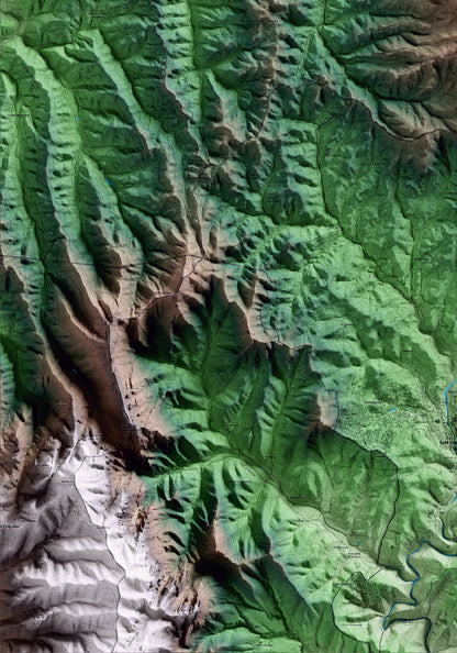 Mapa artístico del relieve de Granera, al Moianès, con 15 km de entorno y base topográfica ICGC. Detalle de la zona inferior izquierda.