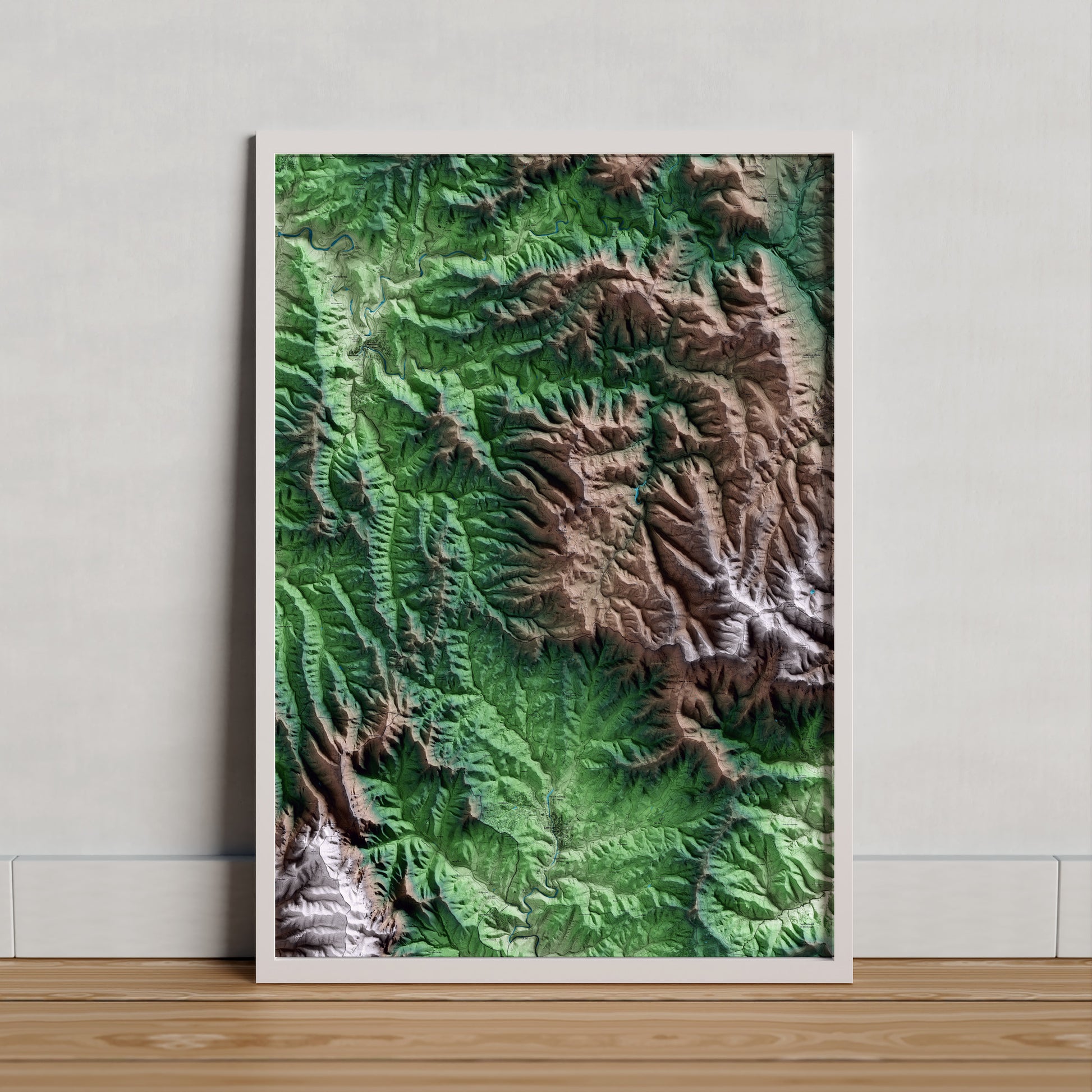 Mapa artístico del relieve de Granera, al Moianès, con 15 km de entorno y base topográfica ICGC. Presentación enmarcada.