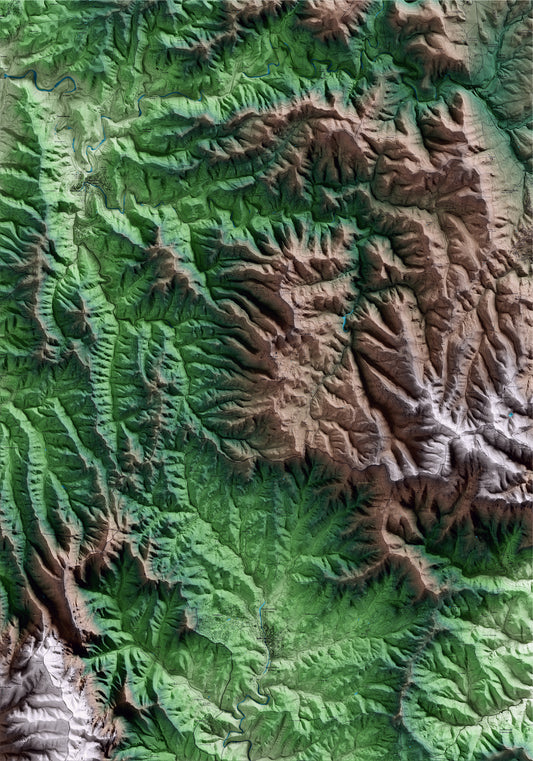 Mapa artístico del relieve de Granera, al Moianès, con 15 km de entorno y base topográfica ICGC
