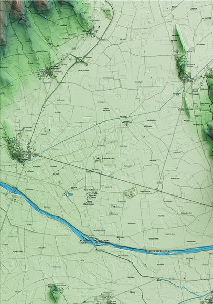 Mapa artístico del relieve de Gualta, al Baix Empordà, con 15 km de entorno y base topográfica ICGC. Detalle de la zona superior izquierda.