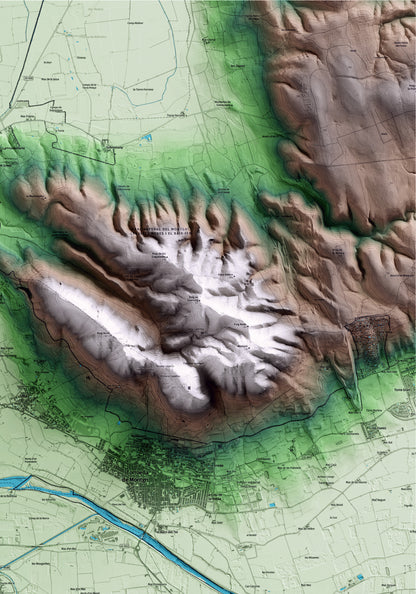 Mapa artístico del relieve de Gualta, al Baix Empordà, con 15 km de entorno y base topográfica ICGC. Detalle de la zona superior derecha.