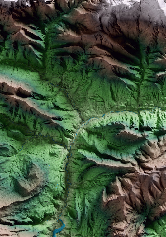 Mapa artístico del relieve de Guardiola de Berguedà, al Berguedà, con 15 km de entorno y base topográfica ICGC