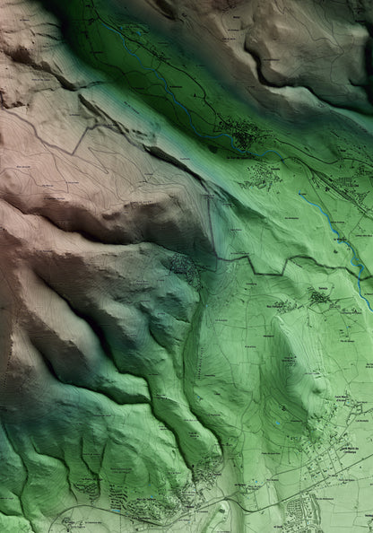 Mapa artístico del relieve de Guils de Cerdanya, a la Cerdanya, con 15 km de entorno y base topográfica ICGC. Detalle de la zona central.