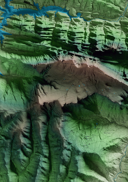 Mapa artístico del relieve de Guixers, al Solsonès, con 15 km de entorno y base topográfica ICGC. Detalle de la zona inferior izquierda.