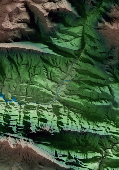 Mapa artístico del relieve de Guixers, al Solsonès, con 15 km de entorno y base topográfica ICGC. Detalle de la zona central.
