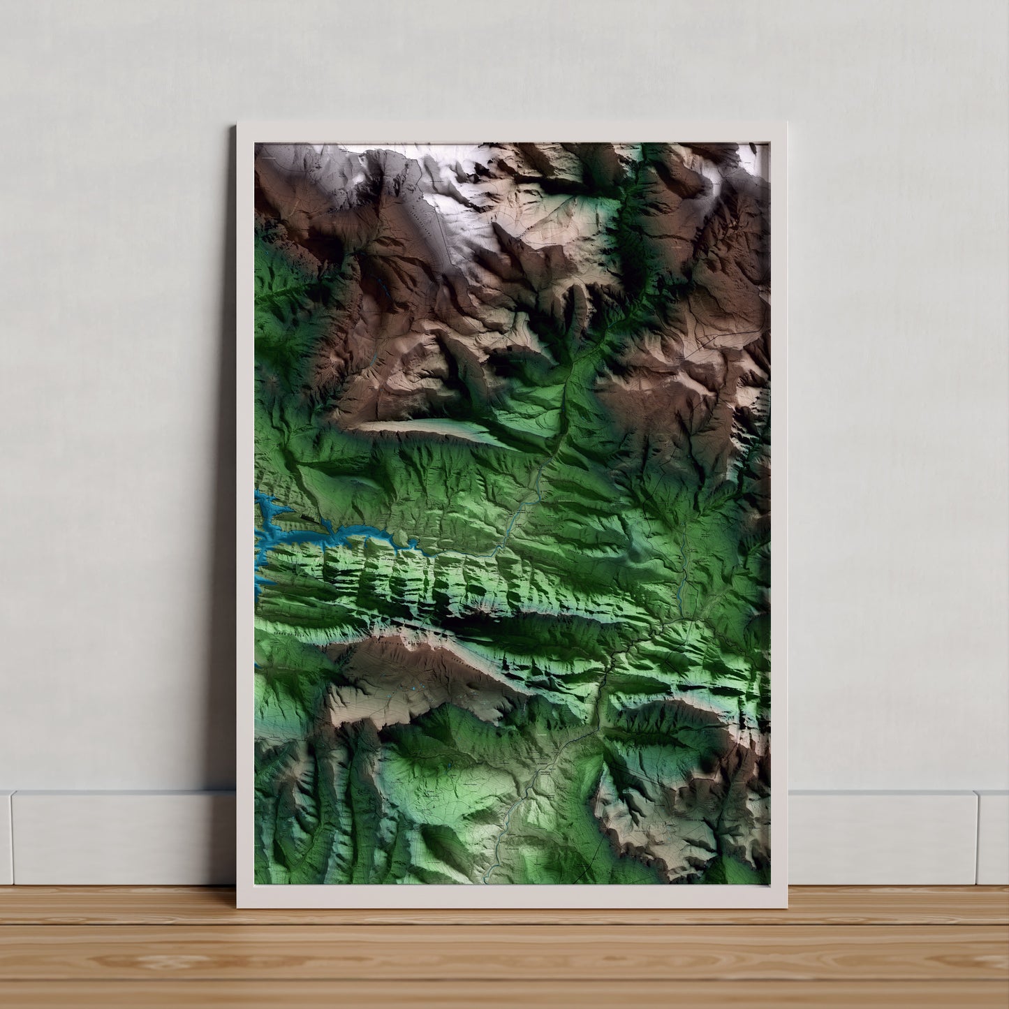 Mapa artístico del relieve de Guixers, al Solsonès, con 15 km de entorno y base topográfica ICGC. Presentación enmarcada.