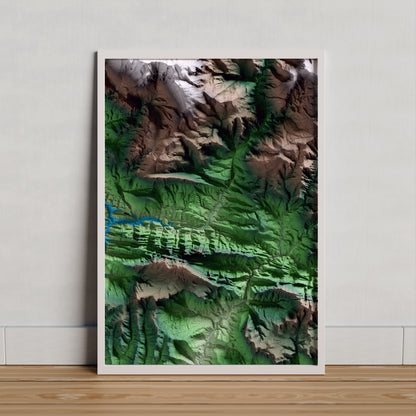 Mapa artístico del relieve de Guixers, al Solsonès, con 15 km de entorno y base topográfica ICGC. Presentación enmarcada.