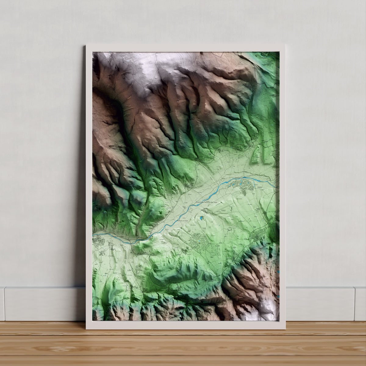 Mapa artístico del relieve de Isòvol, a la Cerdanya, con 15 km de entorno y base topográfica ICGC. Presentación enmarcada.