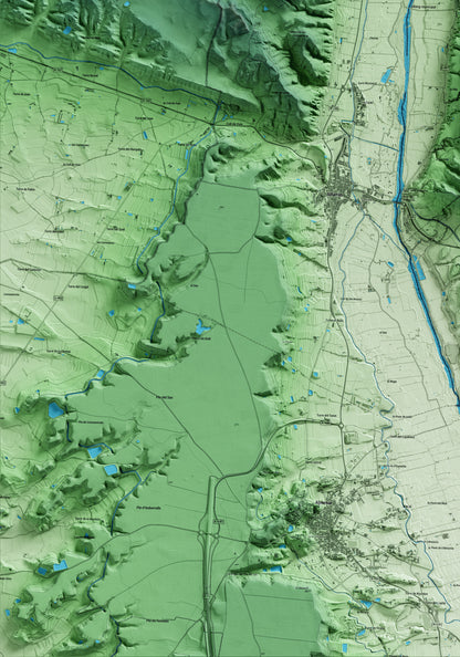 Mapa artístico del relieve de Ivars de Noguera, a la Noguera, con 15 km de entorno y base topográfica ICGC. Detalle de la zona inferior izquierda.
