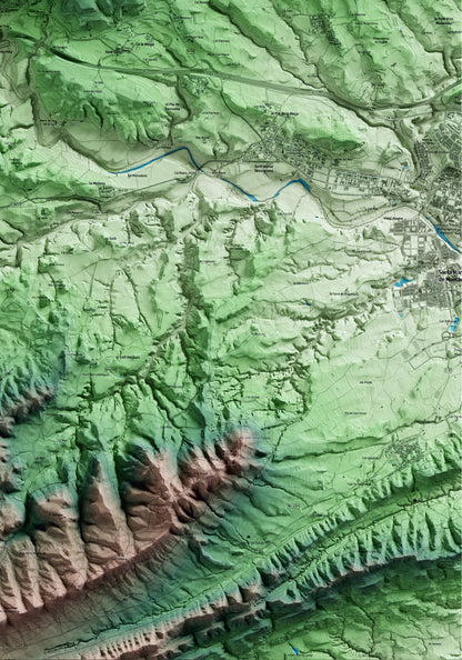 Mapa artístico del relieve de Jorba, al Anoia, con 15 km de entorno y base topográfica ICGC. Detalle de la zona inferior derecha.