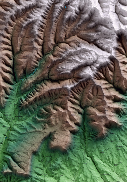 Mapa artístico del relieve de Jorba, al Anoia, con 15 km de entorno y base topográfica ICGC. Detalle de la zona superior derecha.