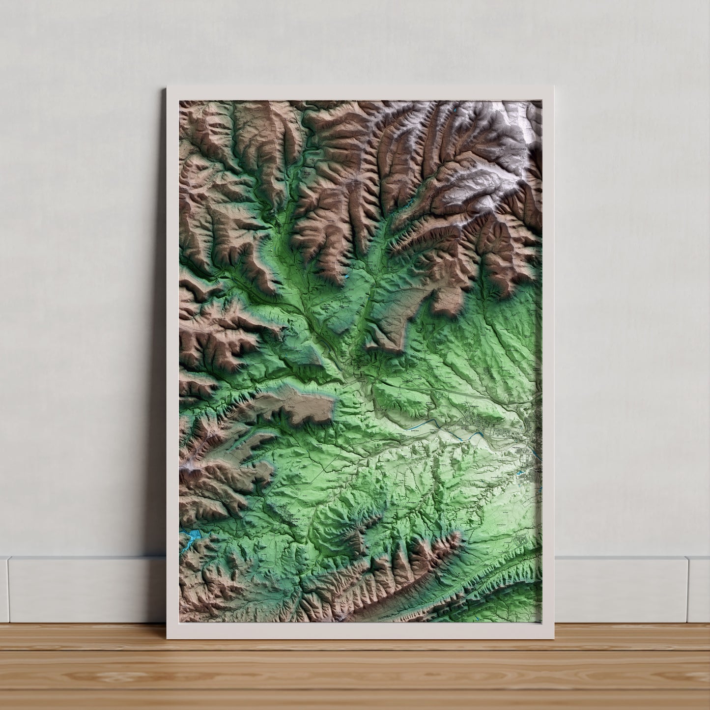 Mapa artístico del relieve de Jorba, al Anoia, con 15 km de entorno y base topográfica ICGC. Presentación enmarcada.