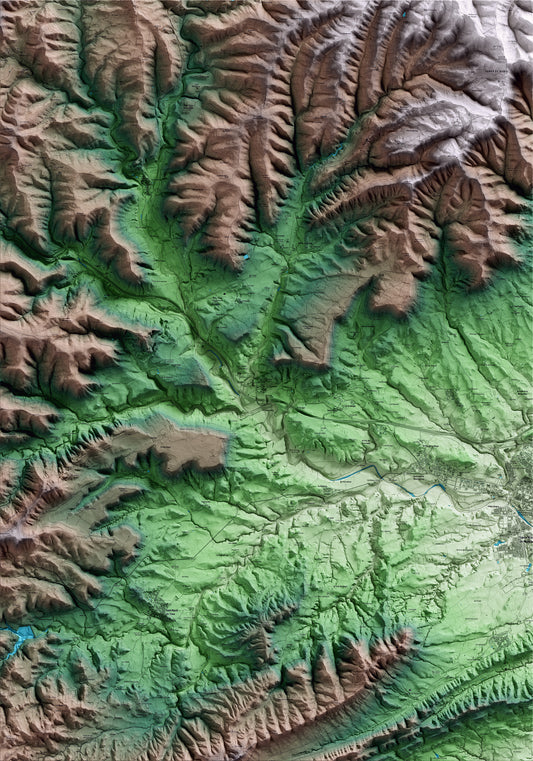Mapa artístico del relieve de Jorba, al Anoia, con 15 km de entorno y base topográfica ICGC