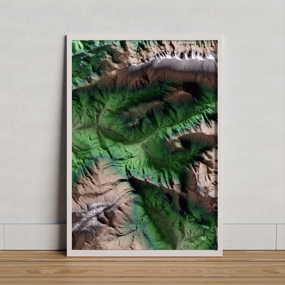 Mapa artístico del relieve de Josa i Tuixén, al Alt Urgell, con 15 km de entorno y base topográfica ICGC. Presentación enmarcada.